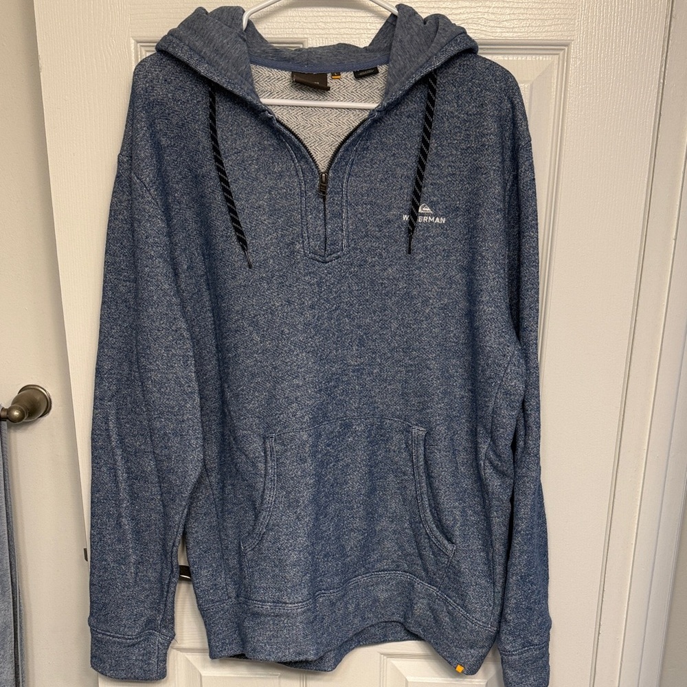 Quicksilver Waterman Half-Zip Blue Hoodie Sweater size L
